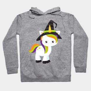 Halloween Unicorn, Cute Unicorn, Witch Hat, Stars Hoodie